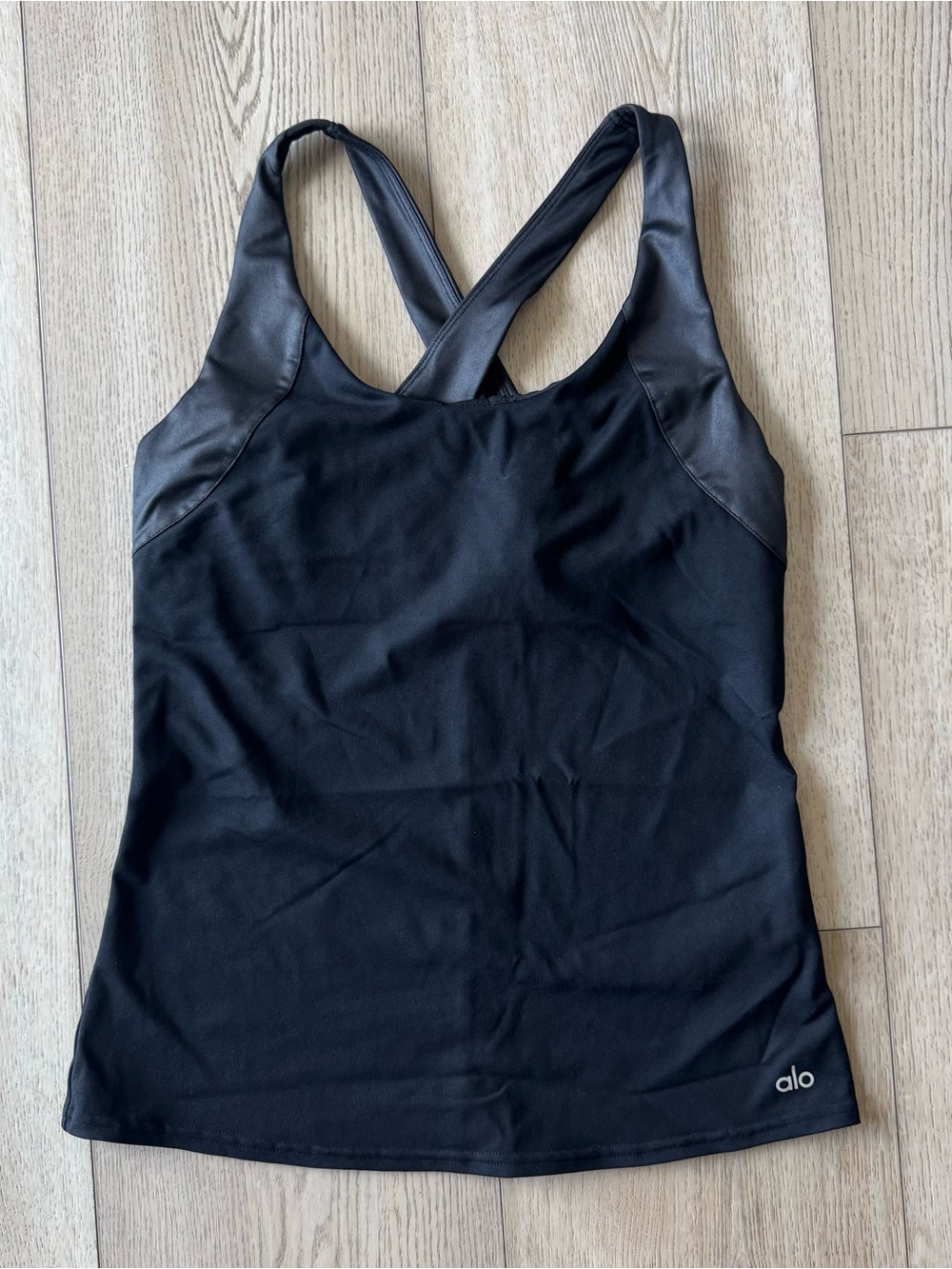Alo Black Crisscross Racerback Yoga Workout Tank Top Medium